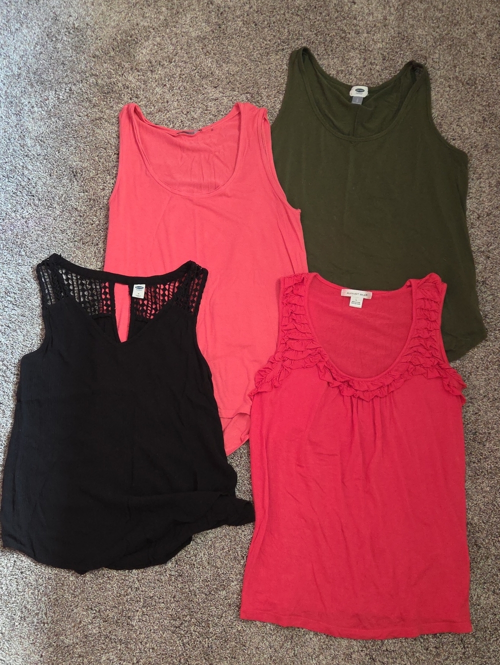 Mixed Women’s Tank Tops - Black, Coral, Olive, Pink - Assorted Brands
